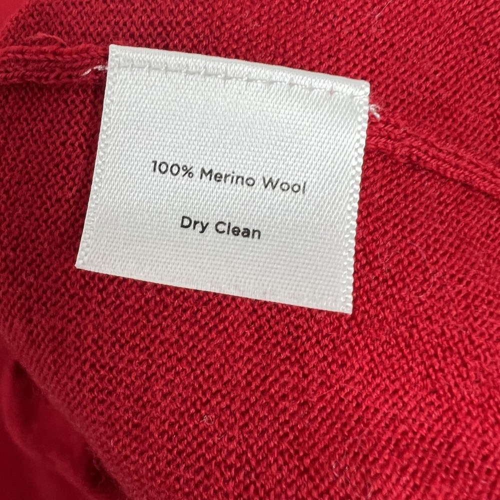Talbots Sweater Cardigan Womens Large Red 100% Merino Wool Ruffle Open Front - Picture 7 of 9